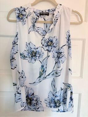 Karl Lagerfeld White Floral Sleeveless Blouse